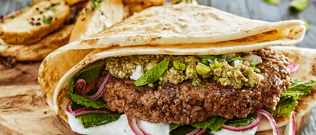 Lamb burgers with Mint Pesto